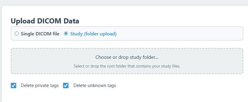 DICOM Anonymizer upload area